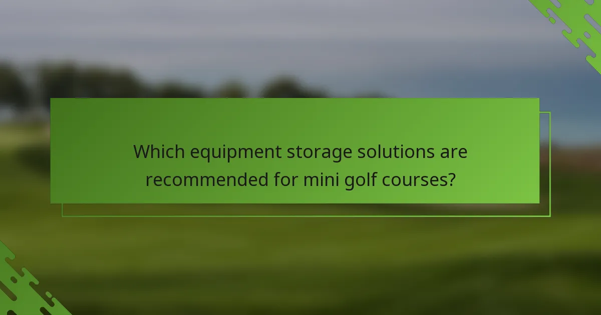 Which equipment storage solutions are recommended for mini golf courses?